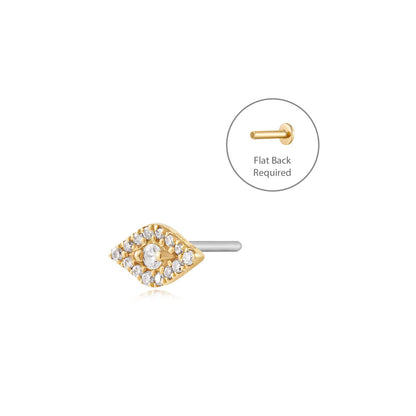 SKYLAR | 14K Yellow Gold Diamond Evil Eye Piercing Earring Front