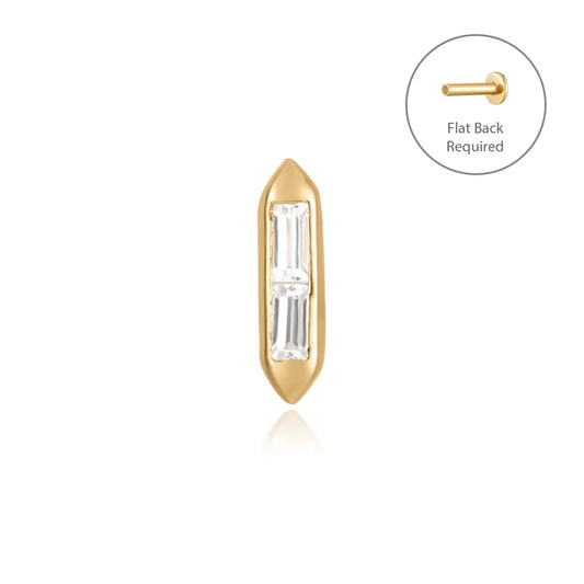 SYDNEY | 14K Yellow Gold White Sapphire Baguette Piercing Earring Front