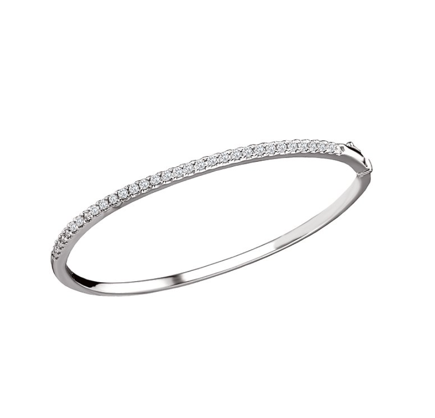 14K White Gold 1ctw Diamond Bangle Bracelet