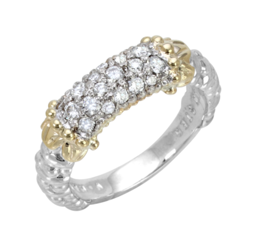 VAHAN 14K Yellow Gold & Sterling Silver Multi Pave Diamond Ring