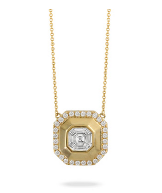 18K Yellow Gold Diamond Pendant Necklace