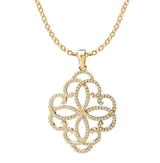 14K Yellow Gold Ladies Diamond Necklace