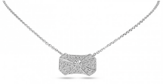 14K White Gold Art Deco Diamond Necklace