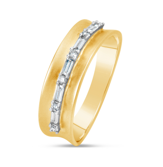 14K Yellow Gold Diamond Saddle Band