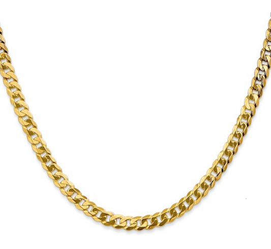 10K Yellow Gold 4.75mm Solid Flat Beveled Curb Chain 22in