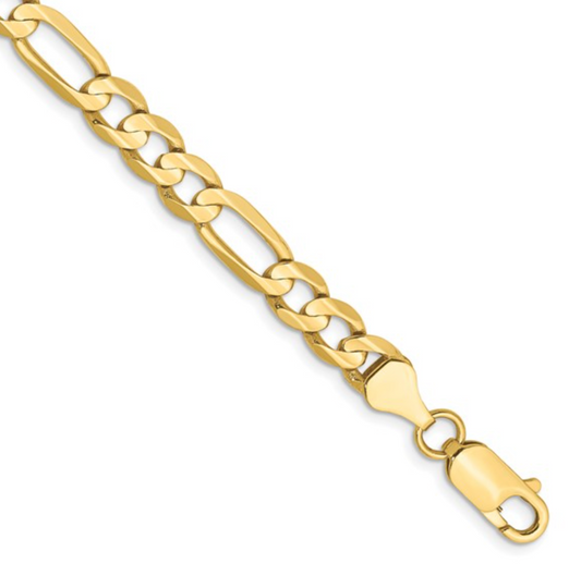 10K Yellow Gold 6mm Concave Figaro Bracelet 8in