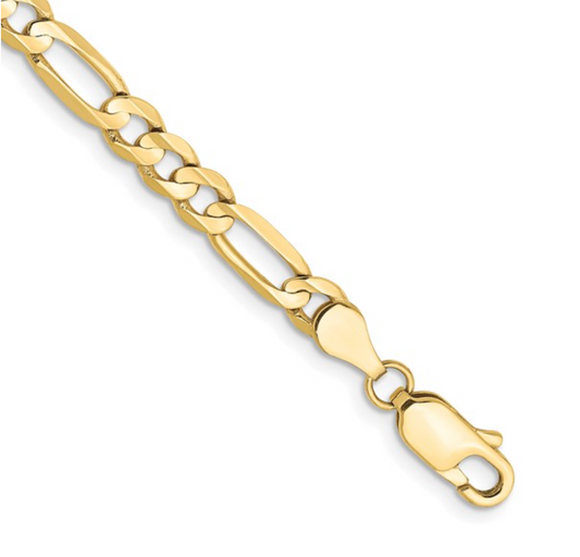 10K Yellow Gold 4.5mm Concave Figaro Bracelet 8in