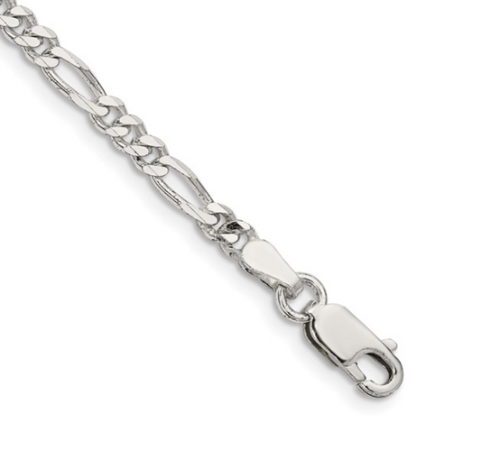 Sterling Silver 3.5mm Figaro Bracelet 8in