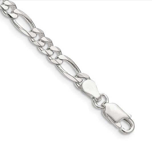 Sterling Silver 4.5mm Figaro Bracelet 8in