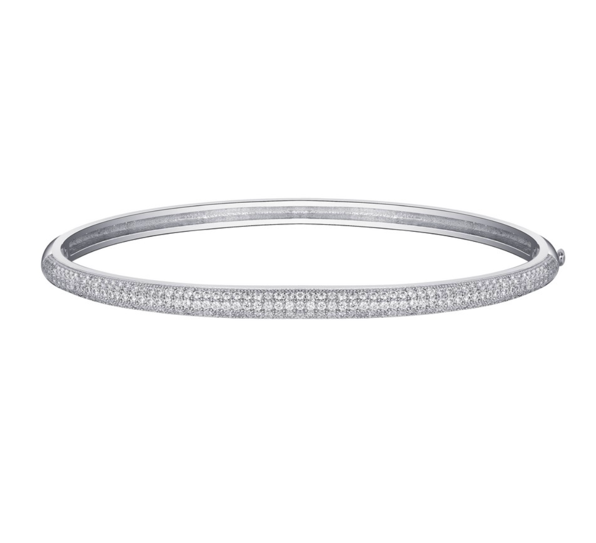 LAFONN | Sterling Silver Platinum Bonded Simulated Diamond Pave Bangle