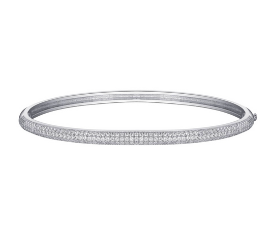 LAFONN | Sterling Silver Platinum Bonded Simulated Diamond Pave Bangle