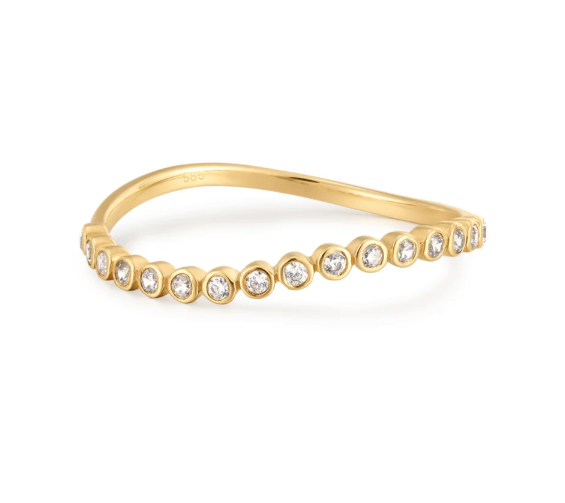 BETSY | 14K Yellow Gold Diamond Bezel Wave Band