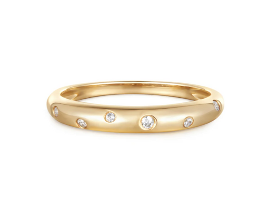 CHERRY | 14K Yellow Gold Flush Set Diamond Dome Ring