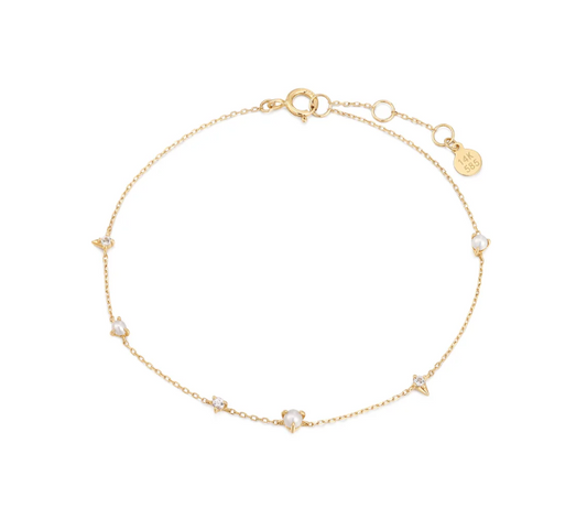 ANDRINA | 14K Yellow Gold Pearl and White Sapphire Bracelet