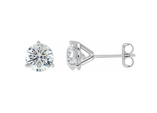 14K White Gold Marini Set Diamond Studs