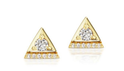 14K Yellow Gold Triangle Diamond Studs