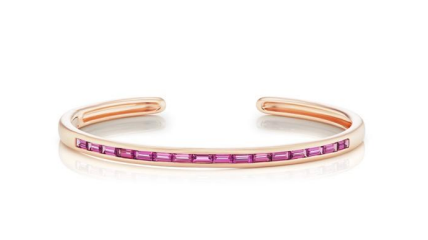 14K Rose Gold 2.3ctw Purple Garnet Baguette Cuff Bracelet