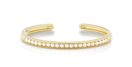 14K Yellow Gold Freshwater Pearl Cuff Bracelet