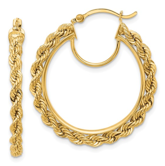 10K Yellow Gold Rope Hoops