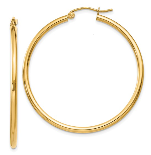 10K Yellow Gold Hoops - 2 x 40mm