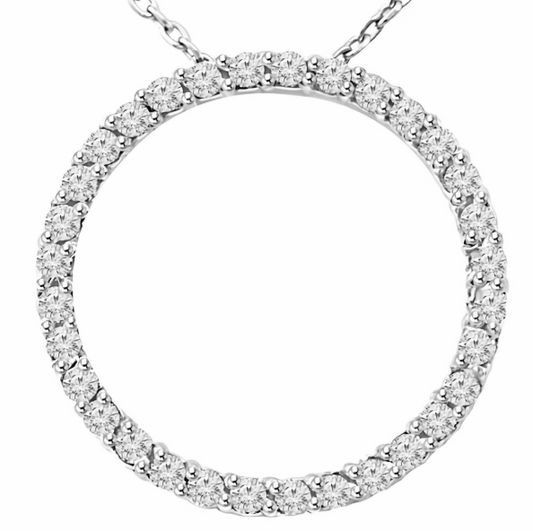 14K White Gold .50ctw Diamond Circle Necklace