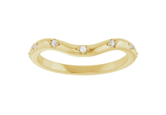 14K Yellow Gold Diamond Contour Band