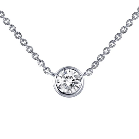 LAFONN | Sterling Silver Platinum Bonded .46ctw Simulated Diamond Bezel Set Necklace