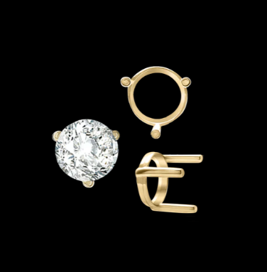 14K Yellow Gold Three Prong Round Single Base Setting