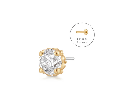 REMY | 14K Yellow Gold Diamond Accented Piercing Earring Front