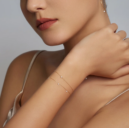 POISE | 14K Yellow Gold Triple Dashing Diamond Bracelet
