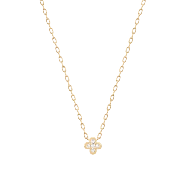 CARYS | 14K Yellow Gold Lab Grown Diamond Clover Necklace
