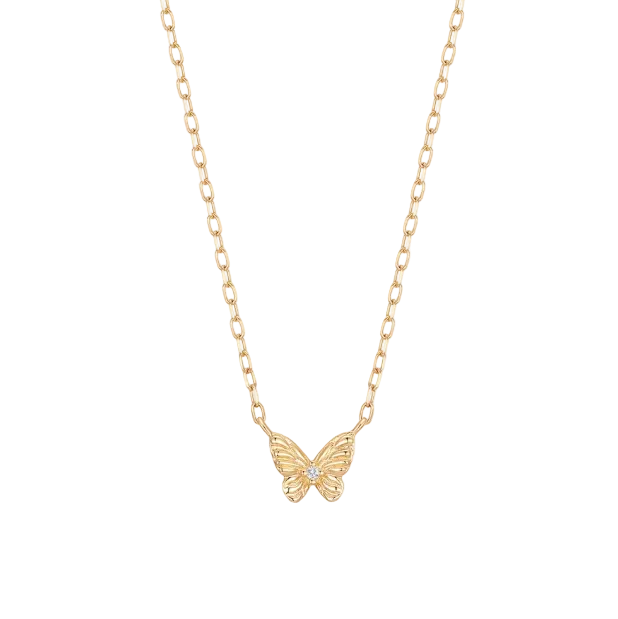 ROSAMEL | 14K Yellow Gold Lab Grown Diamond Butterfly Necklace