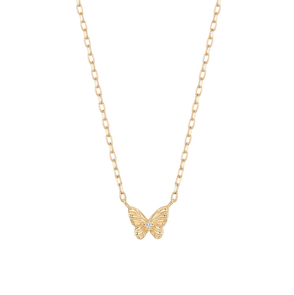ROSAMEL | 14K Yellow Gold Lab Grown Diamond Butterfly Necklace