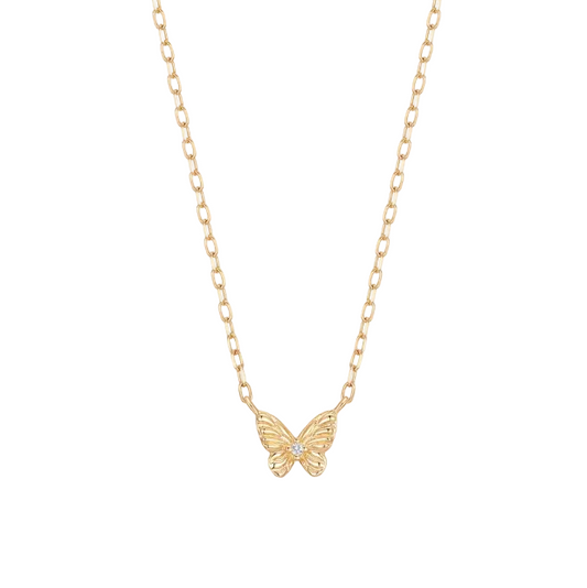 ROSAMEL | 14K Yellow Gold Lab Grown Diamond Butterfly Necklace