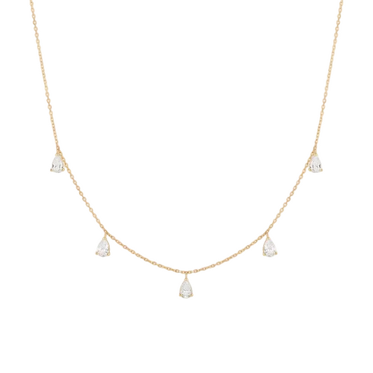 KAYSIA | 14K Yellow Gold Lab Grown Dashing Pear Diamond Necklace