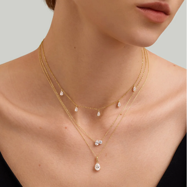 KAYSIA | 14K Yellow Gold Lab Grown Dashing Pear Diamond Necklace