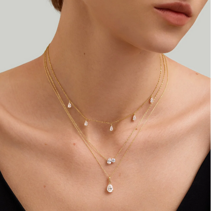 KAYSIA | 14K Yellow Gold Lab Grown Dashing Pear Diamond Necklace