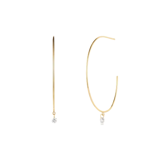 PIROUETTE | 14K Yellow Gold Dashing Diamond Hoop Earrings
