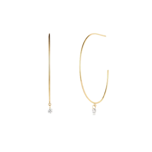 PIROUETTE | 14K Yellow Gold Dashing Diamond Hoop Earrings