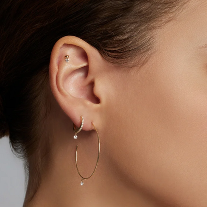 PIROUETTE | 14K Yellow Gold Dashing Diamond Hoop Earrings