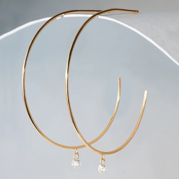PIROUETTE | 14K Yellow Gold Dashing Diamond Hoop Earrings