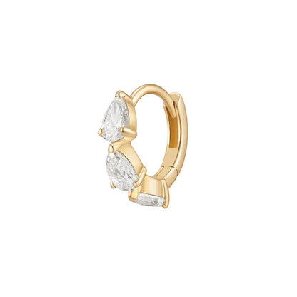 LEILANI | 14K Yellow Gold Triple Pear Lab Grown Diamond Huggie