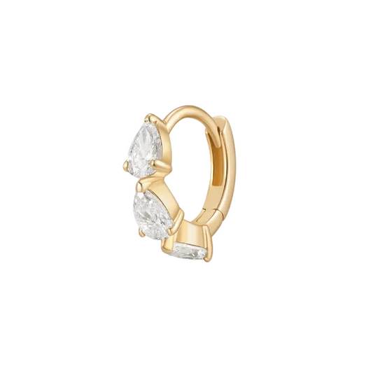 LEILANI | 14K Yellow Gold Triple Pear Lab Grown Diamond Huggie