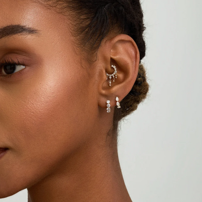 LEILANI | 14K Yellow Gold Triple Pear Lab Grown Diamond Huggie