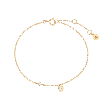 ROSALIND | 14K Yellow Gold Half Moon Bezel Lab Grown Diamond Bracelet