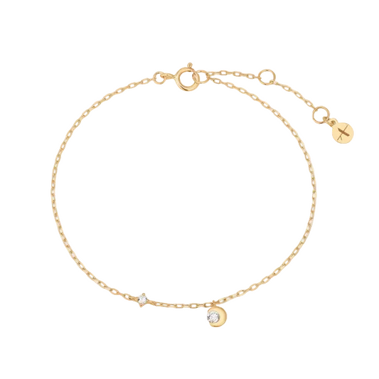 ROSALIND | 14K Yellow Gold Half Moon Bezel Lab Grown Diamond Bracelet