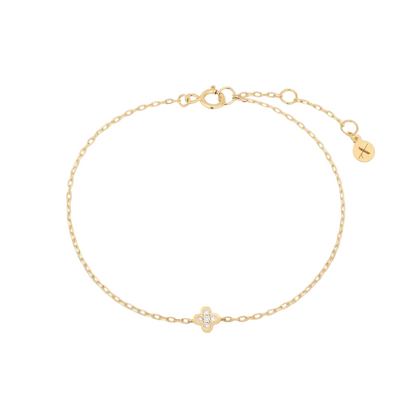 ISOLDE | 14K Yellow Gold Lab Grown Diamond Clover Bracelet