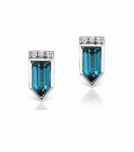 14k White Gold London Blue Topaz Arrow Studs