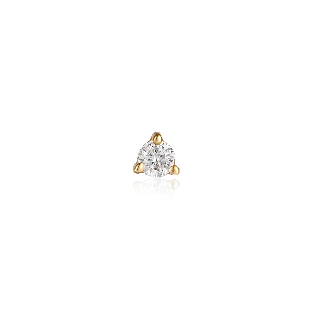 UNA | 14K Yellow Gold Single Diamond Mini Piercing Earring Front
