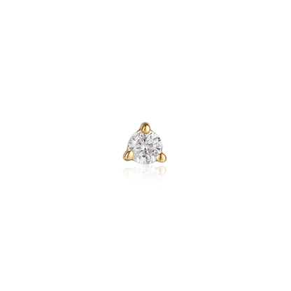 UNA | 14K Yellow Gold Single Diamond Mini Piercing Earring Front
